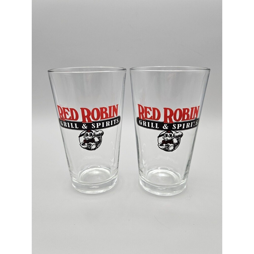 Libbey Glass Red Robin Grill & Spirits Tumblers Set Of 2 Tall Drinking Glasses